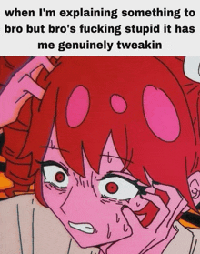 a cartoon of a girl explaining something to bro