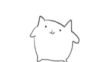 a black and white drawing of a fat cat