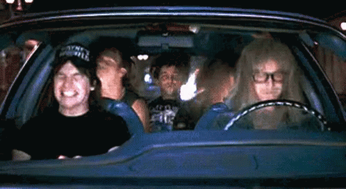 Going Out With My Friends GIF - Waynes World Mike Myers Head Bang GIFs