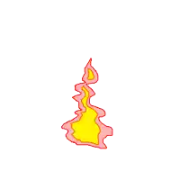 a drawing of a flame with red and yellow lines on a white background