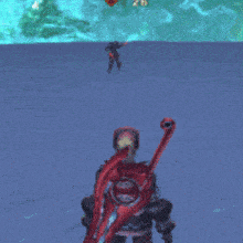 a video game character is surrounded by a red ring