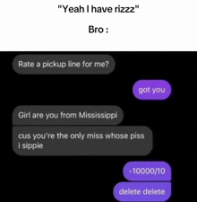 a screenshot of a text message between two people .