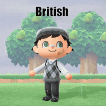 a cartoon character with a bandage on his face and the word british on the bottom