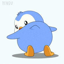 a cartoon penguin with the word pengu written on the bottom