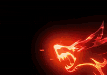 a glowing red dragon with the numbers 3966 and 1561 behind it