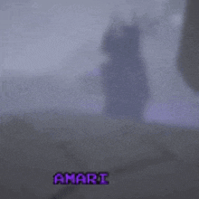 a video game character is standing in a foggy area with the name amari on the bottom .