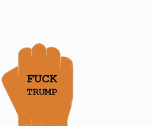 a finger with a face on it that says fuck trump and vance too