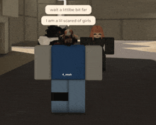 a person in a blue shirt says wait a little bit far