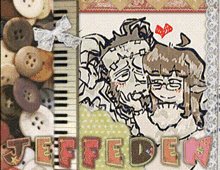 a drawing of a man and woman surrounded by buttons and the word gifted