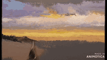 a painting of a sunset is being made in animatica