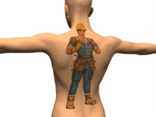 a man with a tattoo of a construction worker