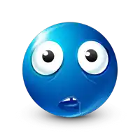 a blue smiley face with tears coming out of its eyes