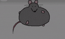 a pixelated drawing of a mouse with a pink tail