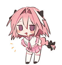 a drawing of a little girl with pink hair