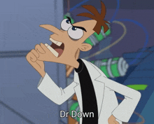 a cartoon character with the name dr down written below him