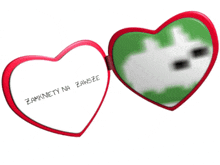 a red heart with a green and white heart in the middle