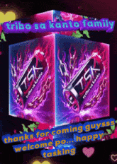a cube with a can of tsx written on it