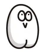 a cartoon drawing of a white egg with a face and a v on it .