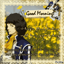 a good morning card with a picture of a man