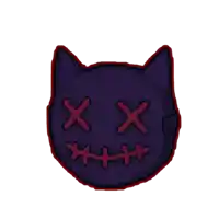 a pixel art drawing of a cat with stitches and x 's on its face