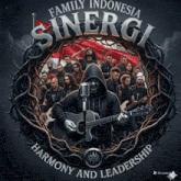 a poster for family indonesia sinergi shows a man playing a guitar