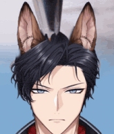 a close up of a person 's face with cat ears