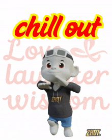 a cartoon character with a hoodie that says zhot