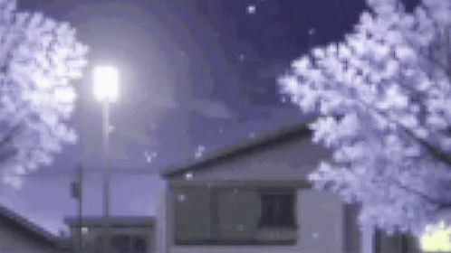 Sword Art Online Anime Snow Fall At Night GIF | GIFDB.com