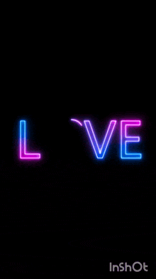 a neon sign that says love with a heart on it