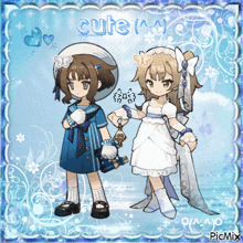 a picture of two little girls with cute written on the bottom