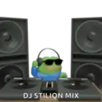 a frog wearing headphones and sunglasses is playing music on a dj stilion mix