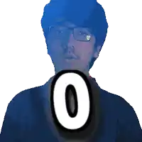 a pixelated image of a man with glasses and a number 0