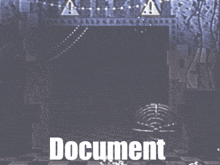 a dark room with a skeleton and the word document on the bottom