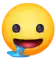 a yellow smiley face with its mouth open and tears running down its face .