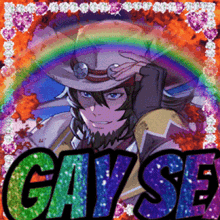 a picture of a man in a cowboy hat with the word gaysf on it