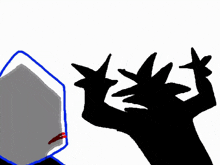 a black and white drawing of a silhouette of a person holding a sword .