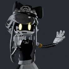 a cartoon character wearing a hat and a bow tie
