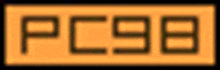 a blurred image of the word pc98 on a orange background