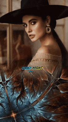 a picture of a woman with the words good night written above her