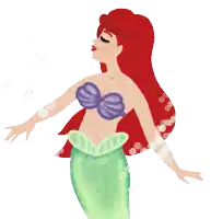 a cartoon illustration of a mermaid with red hair