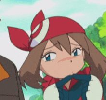 a close up of a cartoon character with a red hat on