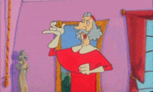a cartoon of a man holding a coin in his hand .