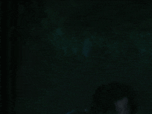 a person walking through a dark forest with a light shining through the trees