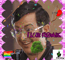 a picture of a man with glasses and the words " i love freddie "