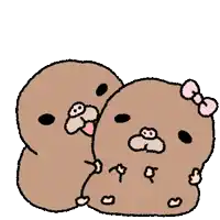 a cartoon drawing of two potatoes with hearts above them