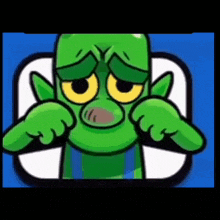 a cartoon of a green monster with yellow eyes