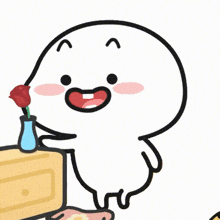 a cartoon character with a rose in his mouth has the number 3 on his face