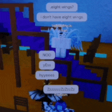 a screenshot of a video game where a character says i don 't have eight wings ..