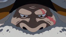 a cartoon drawing of a man with a scar on his face