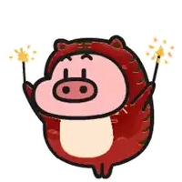 a cartoon pig is wearing a tiger costume and holding sparklers in its hands .